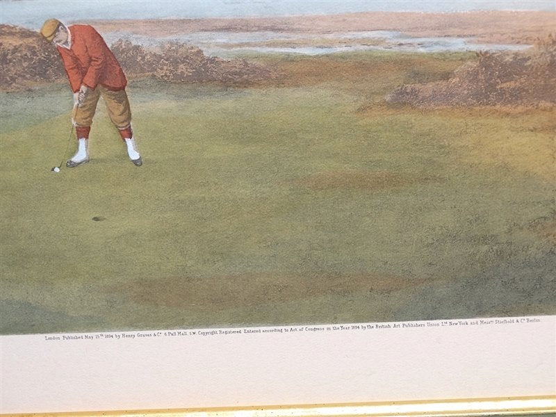 EARLY RESTRIKE PRINT OF DOUGLAS ADAMS " THE PUTTING GREEN" PUBLISHED IN 1894