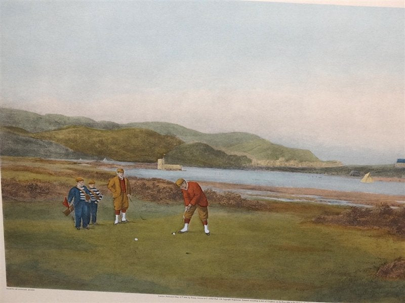 EARLY RESTRIKE PRINT OF DOUGLAS ADAMS " THE PUTTING GREEN" PUBLISHED IN 1894