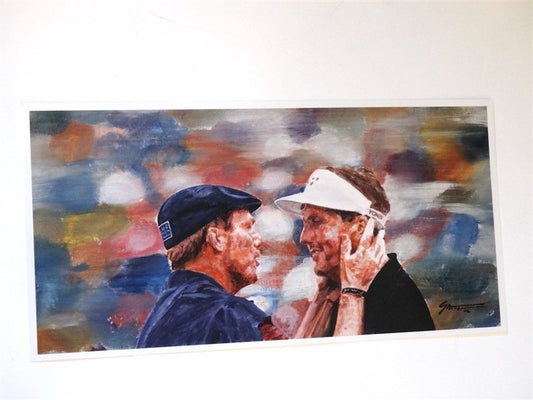 Payne Stewart and Phil Mickelson Sharing a Special Moment at the 1999 U.S. Open Held at Pinehurst No. 2. Size 12" x 24"