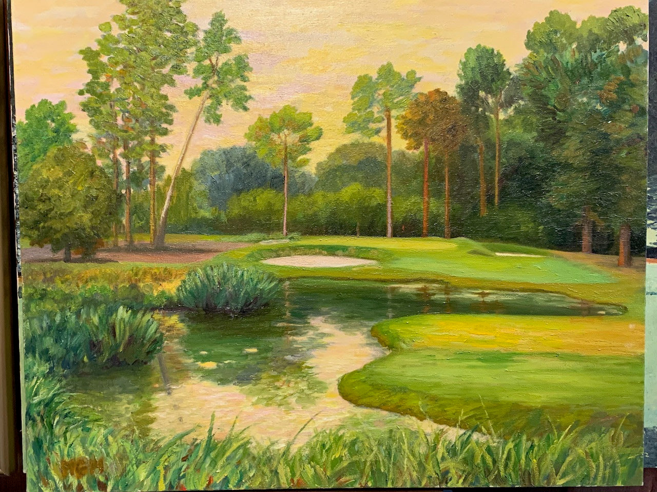 Pine Needles Golf Course 3rd. Hole. Home Of Women's Open, Original Oil Painting By Michael Miller. Size 24" x 30"