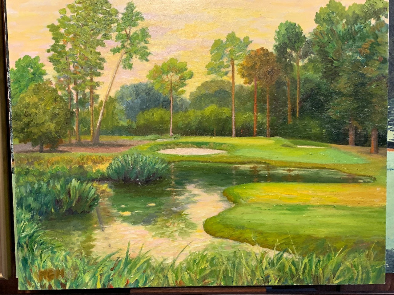 Pine Needles Golf Course 3rd. Hole. Home Of Women's Open, Original Oil Painting By Michael Miller. Size 24" x 30"