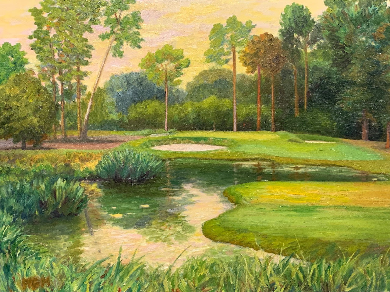 Pine Needles Golf Course 3rd. Hole. Home Of Women's Open, Original Oil Painting By Michael Miller. Size 24" x 30"