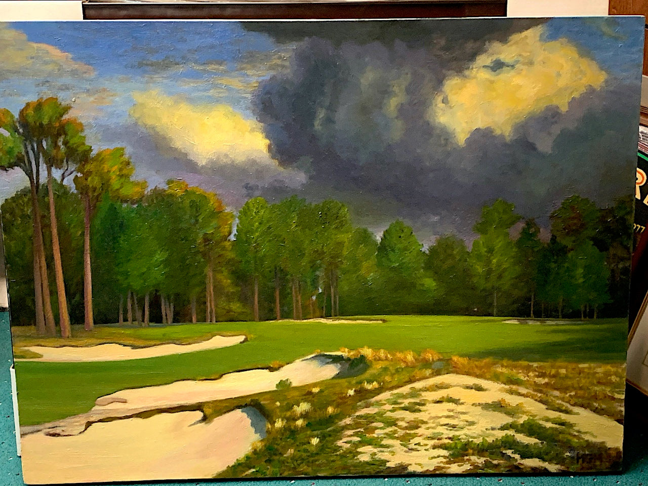 Pinehurst #2, Ominous The 10th Hole, Original Oil Painting By Michael Miller. Size 30" x 40"