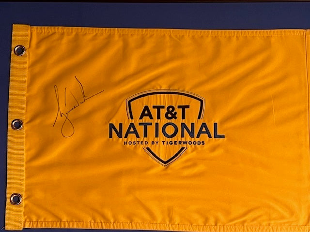 Tiger Woods Hand Signed Flag From At&T National, Hosted By Tiger Woods, Framed