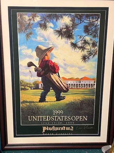 1999 US Open Poster From Pinehurst, No.2. (Payne Stewart, Winner) Signed By Eric Johnson, Artist.