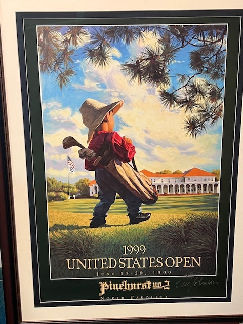 1999 US Open Poster From Pinehurst, No.2. (Payne Stewart, Winner) Signed By Eric Johnson, Artist.