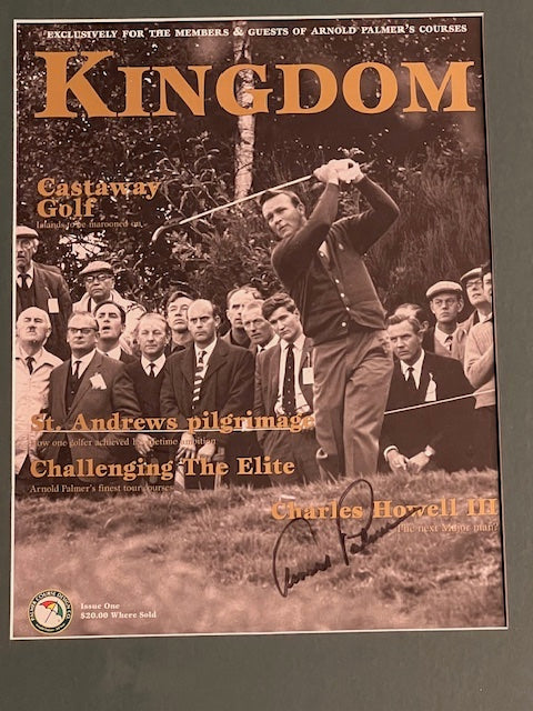 Arnold Palmer Autographed Kingdom Magazine (Complete Magazine). Framed Size 19" x 22"