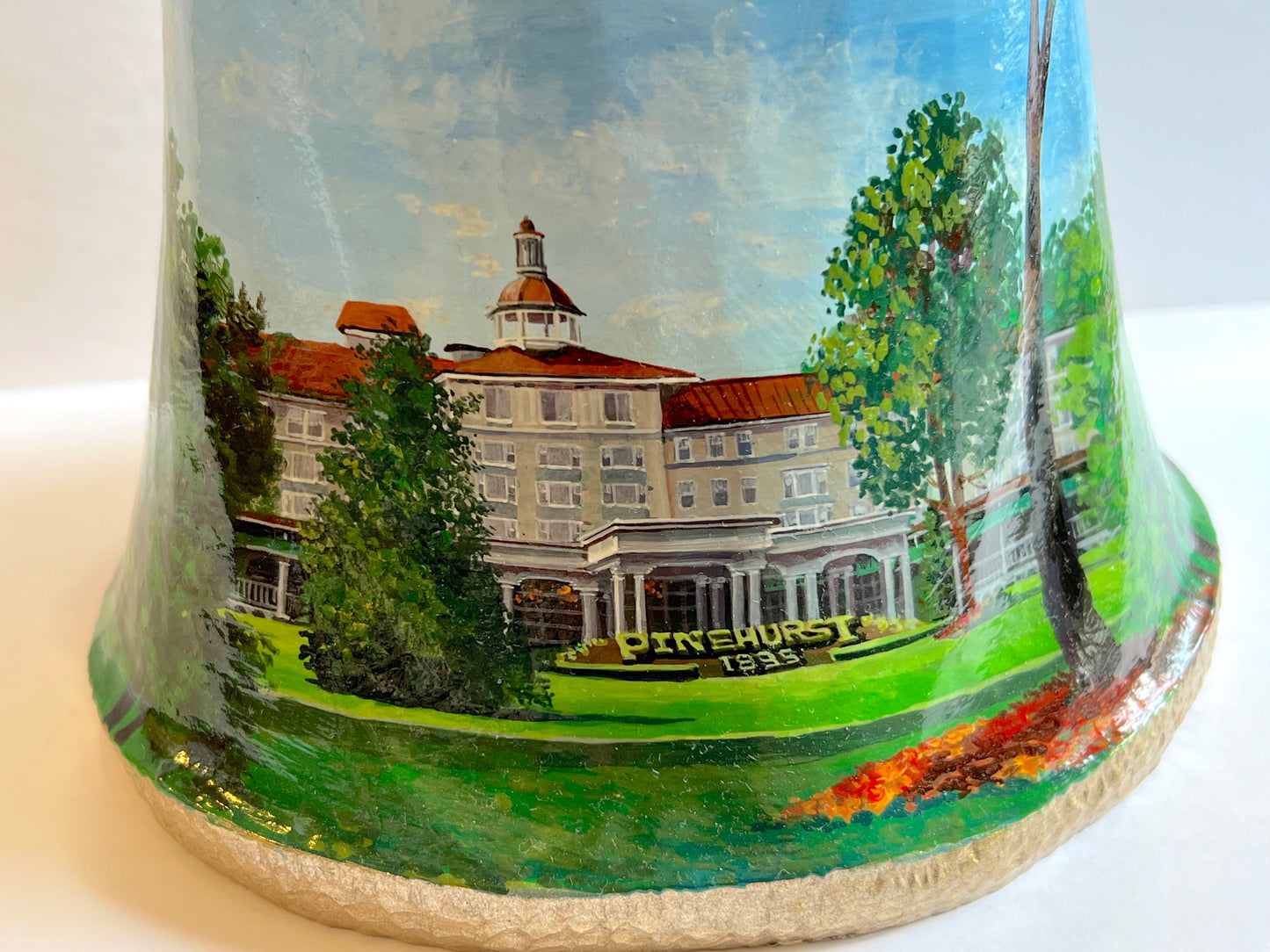 Santa With Hand Painted Scene of Pinehurst Clubhouse and Carolina Hotel - 12" High