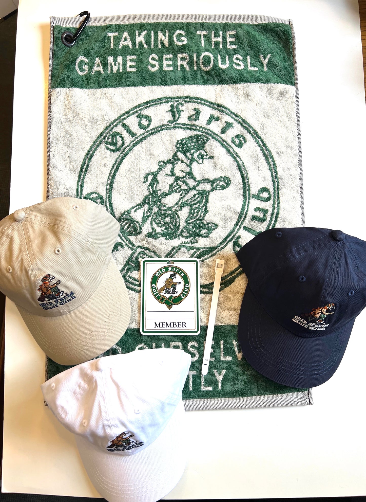 Old Farts Golf Club Merchandise, Hats, Golf Towels, Bag Tags and Cufflinks