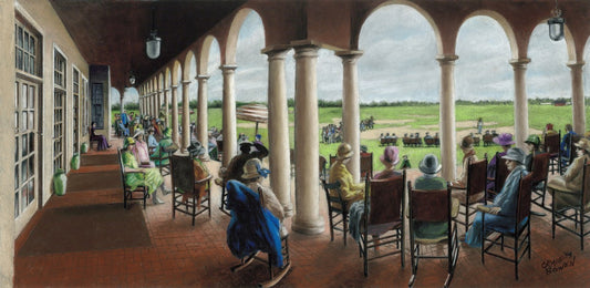 Pinehurst Clubhouse Porch 1912 - Fine Art Print.  Size 15 3/4" x 26".