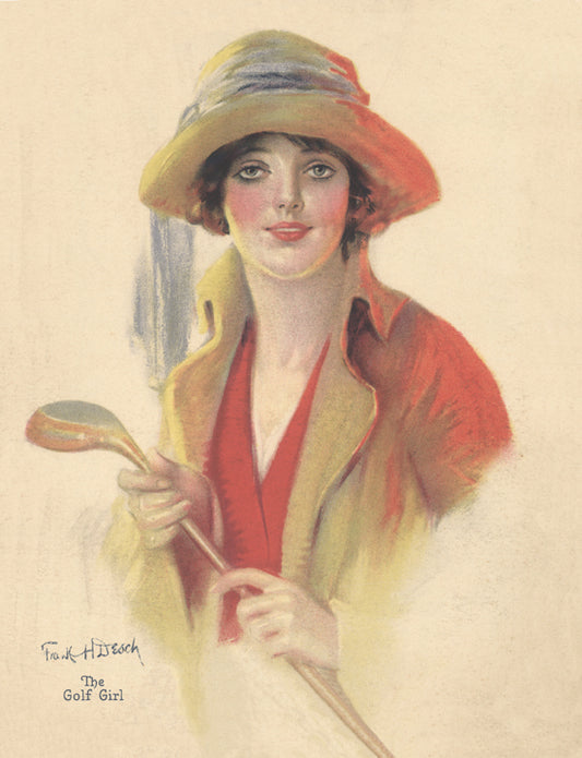 The Golf Girl - Canvas Giclee. Size 18" x 24"