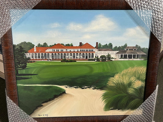 Pinehurst Original Painting By Marci Rule, 1988. Framed Size 27" x 23"