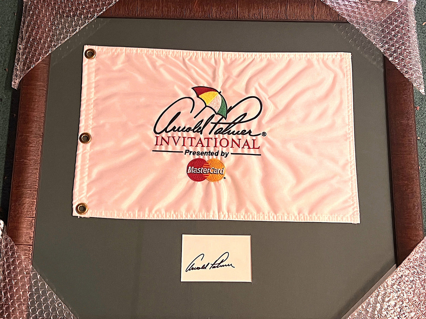 Arnold Palmer Autographed Card With Embroidered Flag From Arnold Palmer Invitational