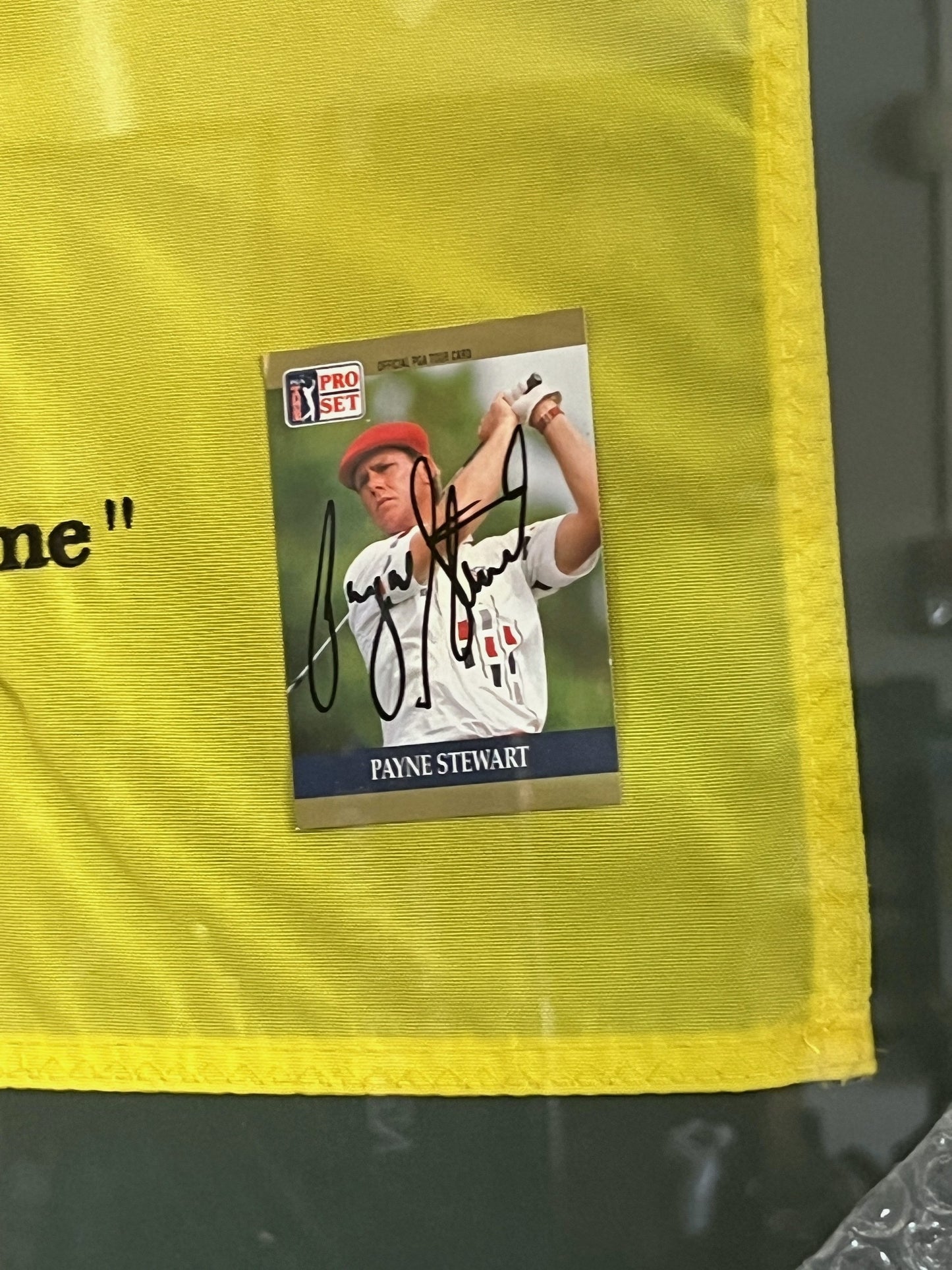 Payne Stewart Signed Collectible PGA Card With Flag, Framed