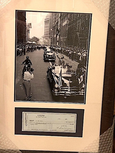 Ben Hogan Signed $25,000.00 Check Framed With His Photo At The Victory Parade in NYC 1953